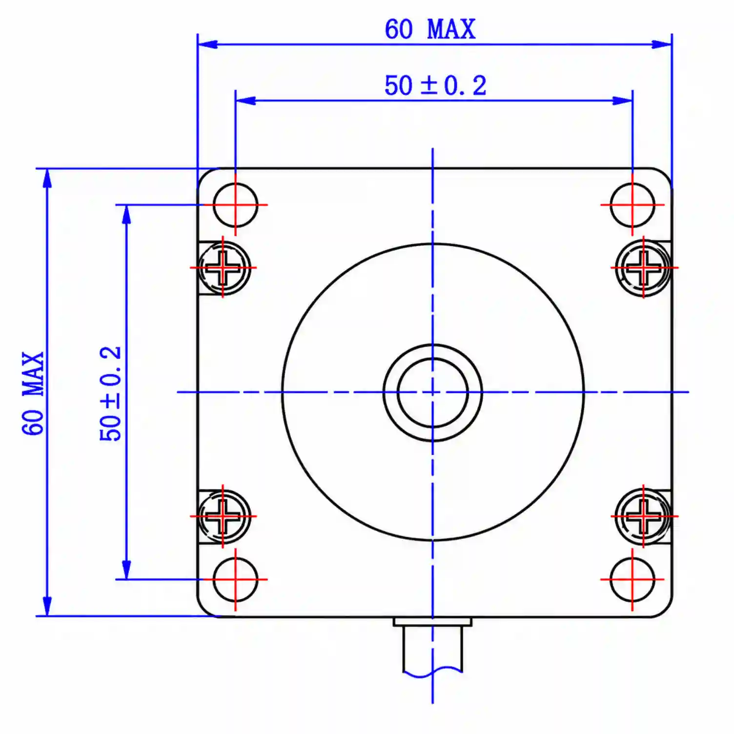 60 Series Hybrid Stepper Motor Front View