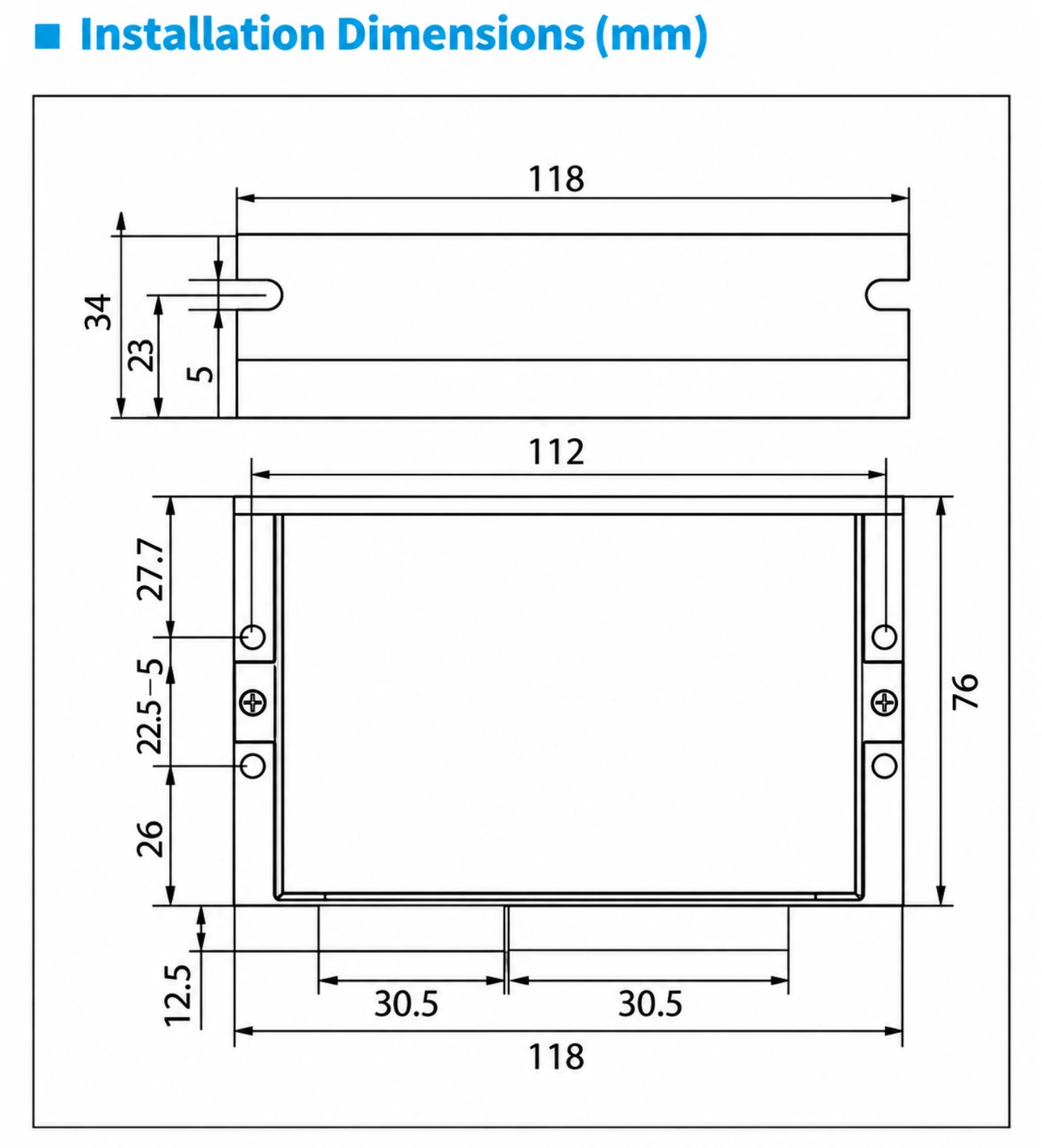 CS57 Closed-Loop Stepper Motor Driver Installation Dimensions