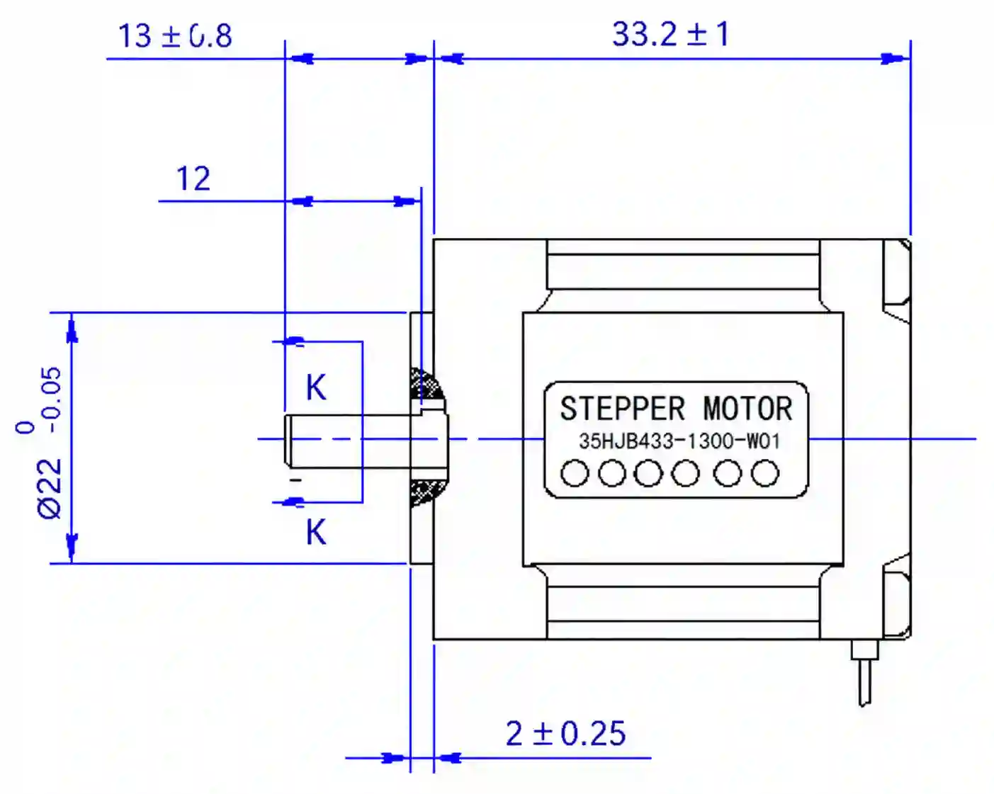 35 Series Hybrid Stepper Motor Dimensional Drawing