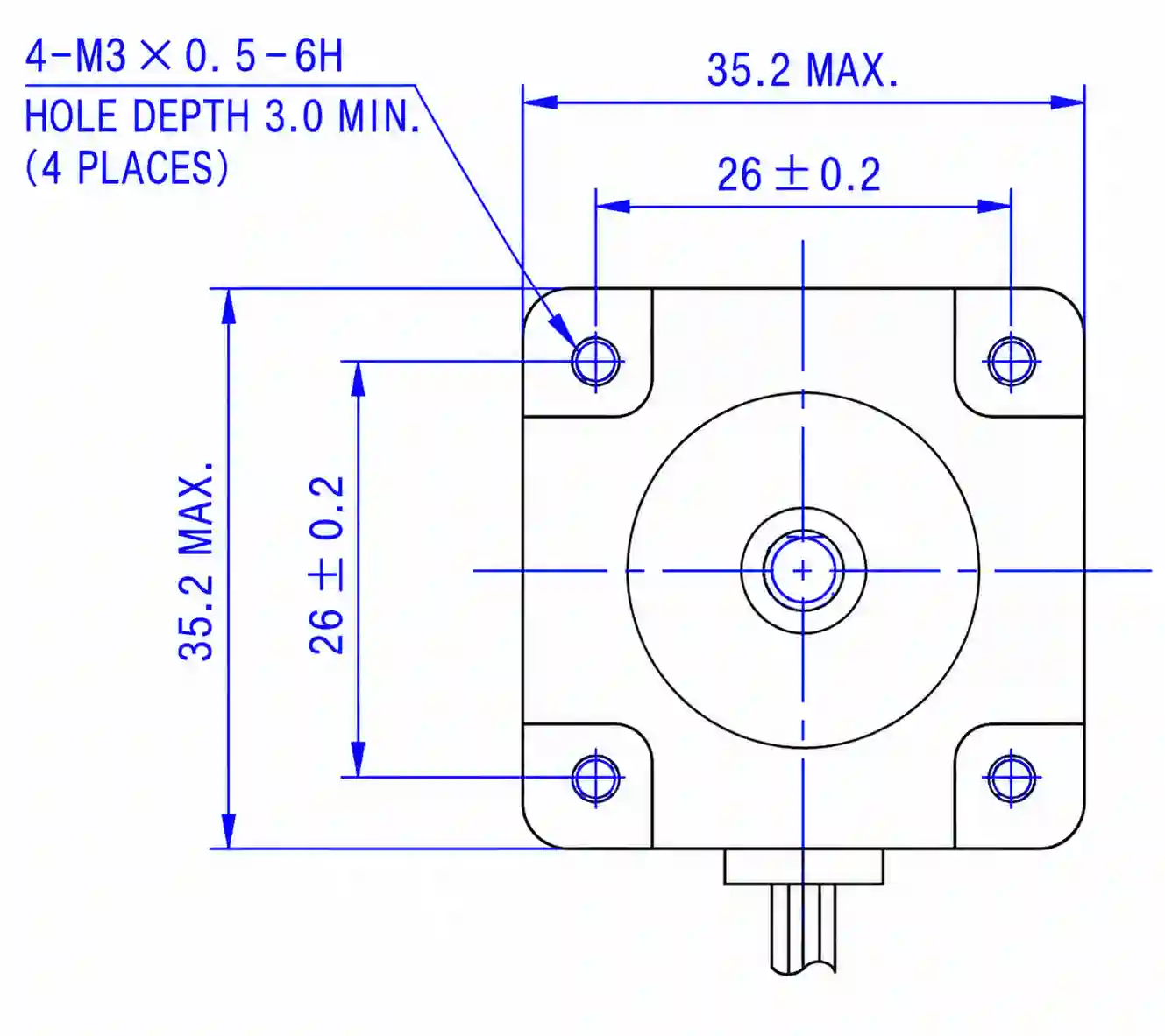 35 Series Hybrid Stepper Motor Front View