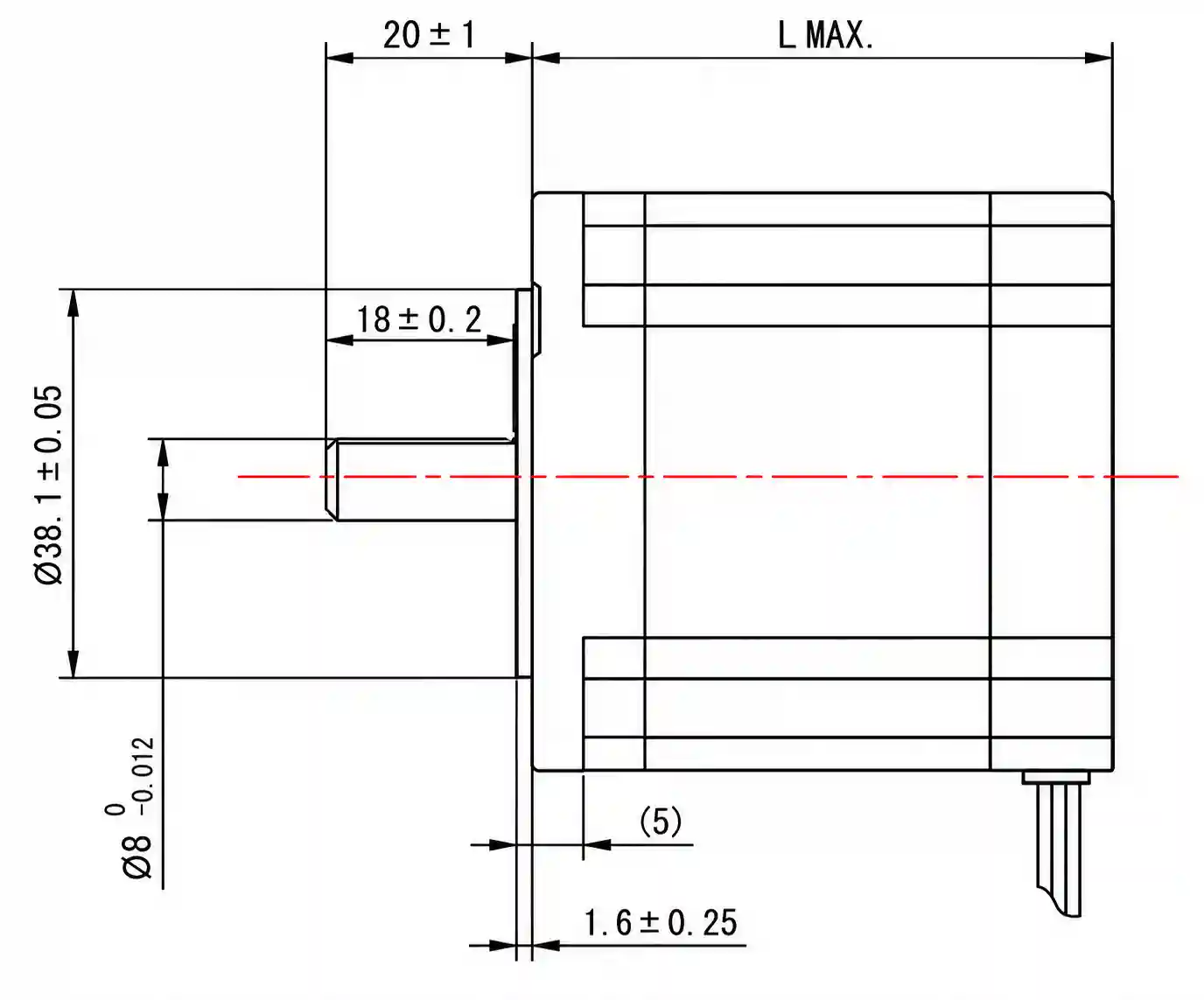 57 Series Hybrid Stepper Motor Dimensional Drawing
