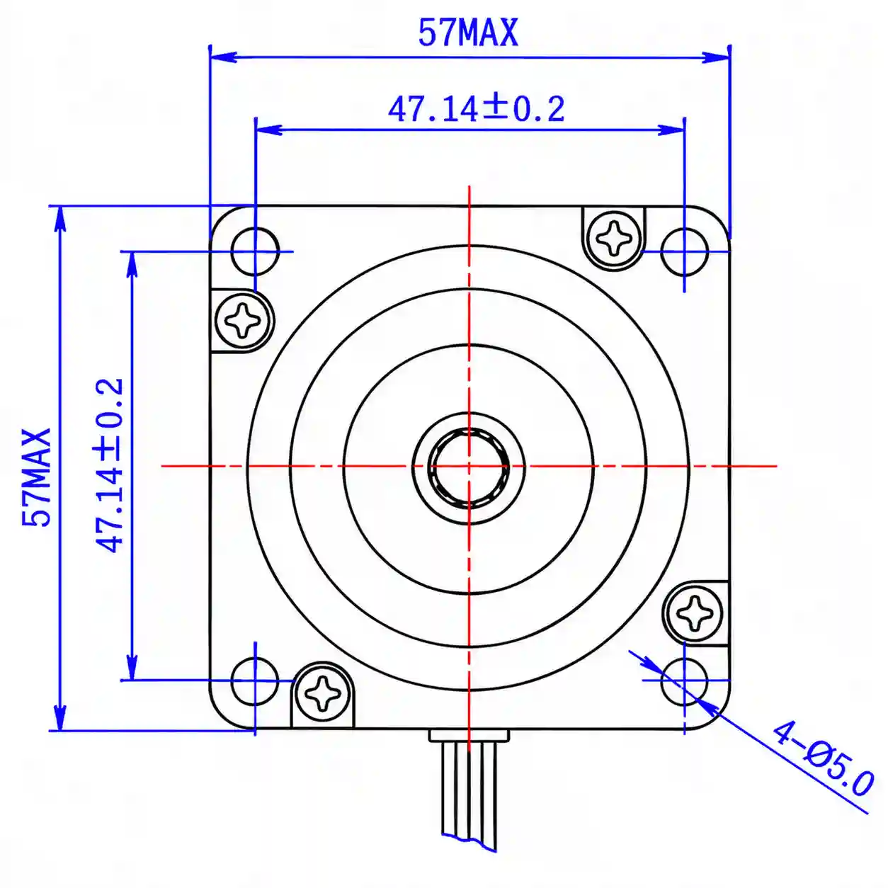 57 Series Hybrid Stepper Motor Front View
