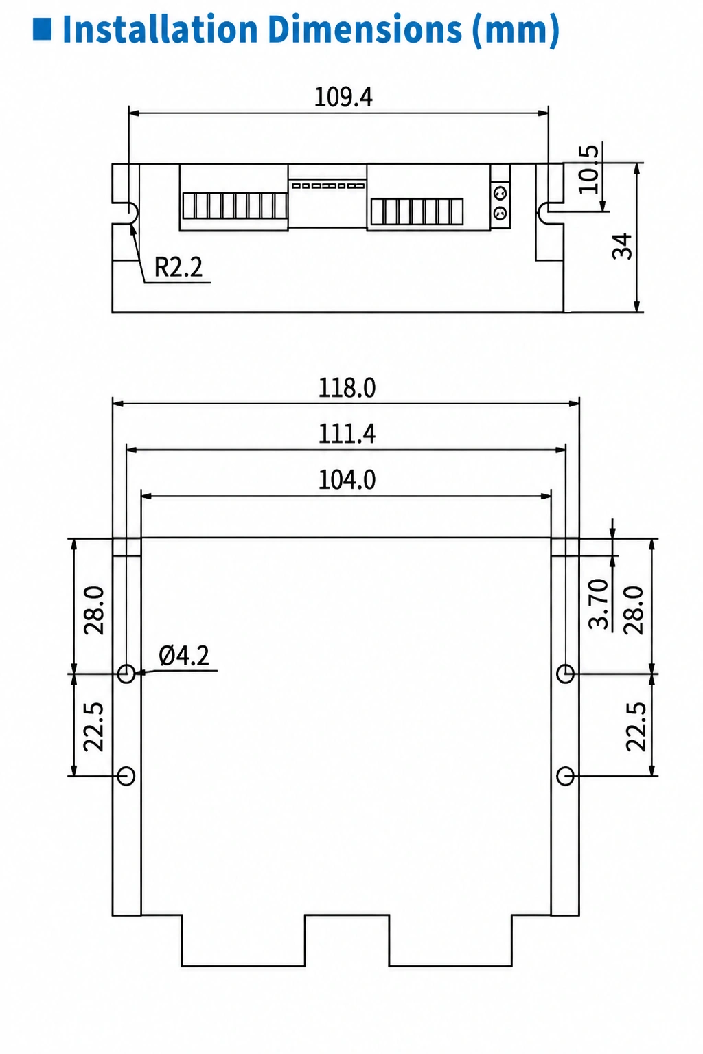 OS57 Microstepping Driver Installation Dimensions